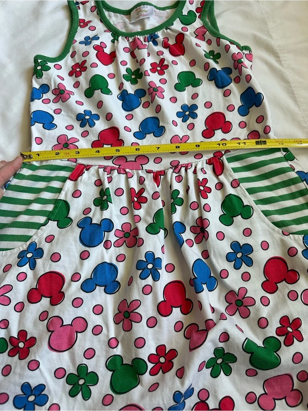 Hanna Andersson Sleeveless 100% Cotton White Floral & Mickey Print Play Dress